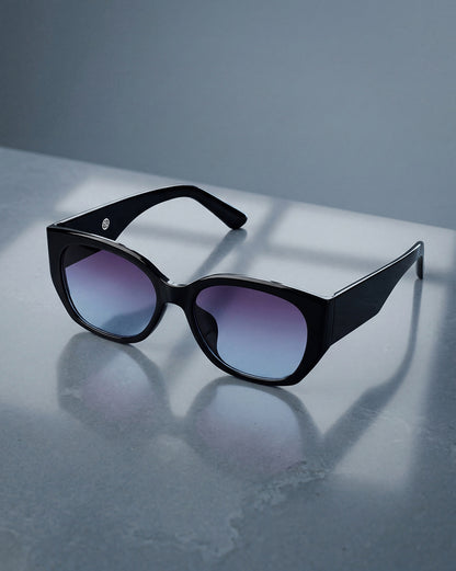 Women Black Toned UV Protected Purple Gradient Lens Cateye Sunglasses