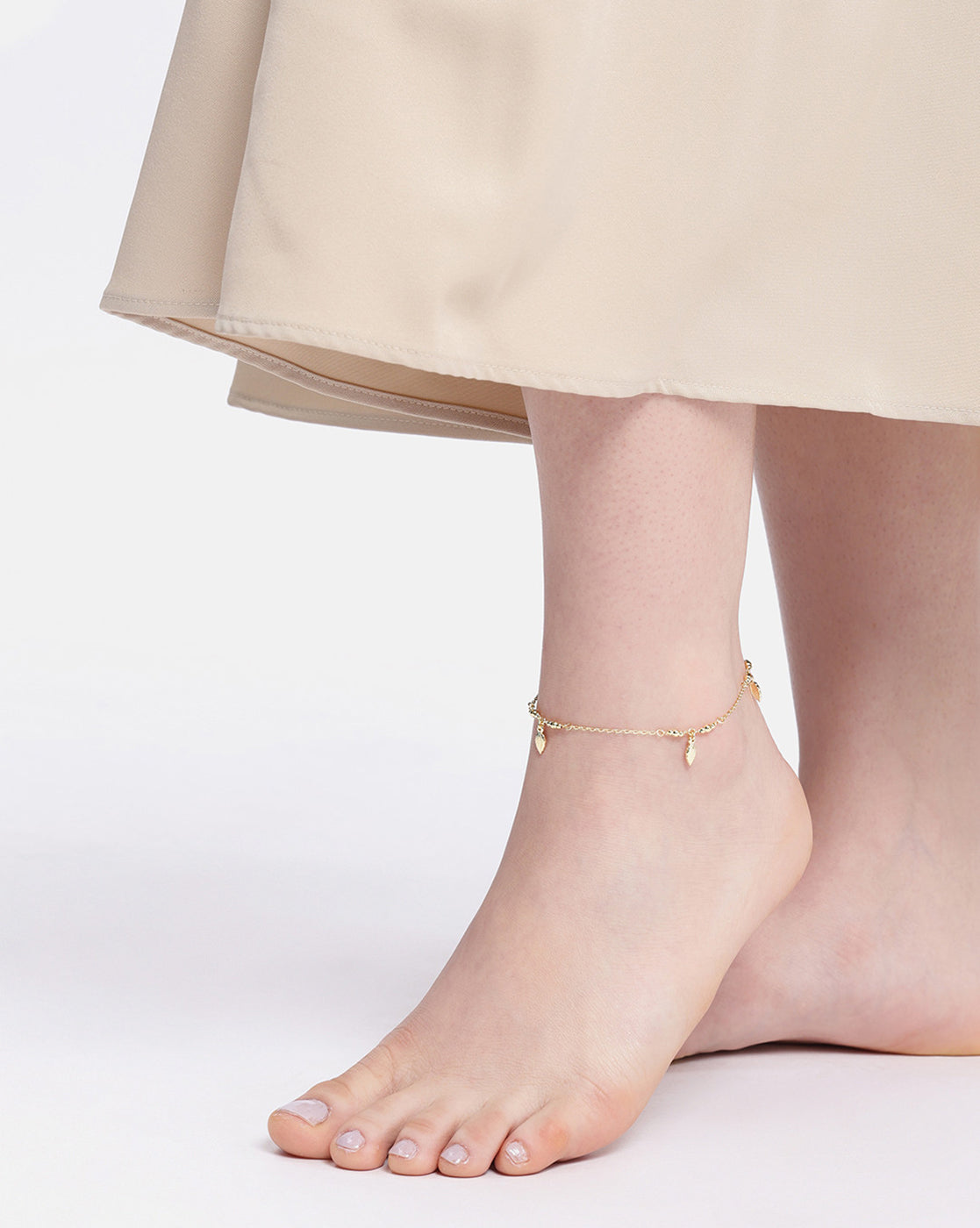 18kt Gold Plated Leaf Charm Anklet