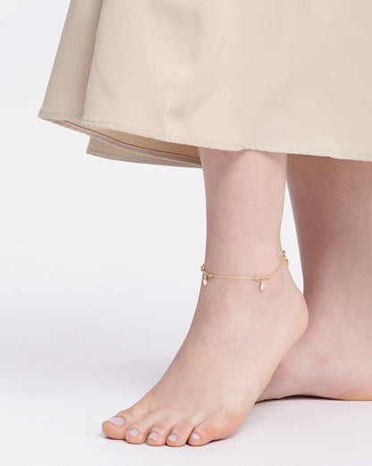 18kt Gold Plated Leaf Charm Anklet