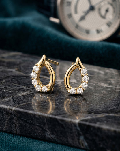 925 Sterling Silver 18kt Gold Plated CZ Teardrop Petite Stud Earring