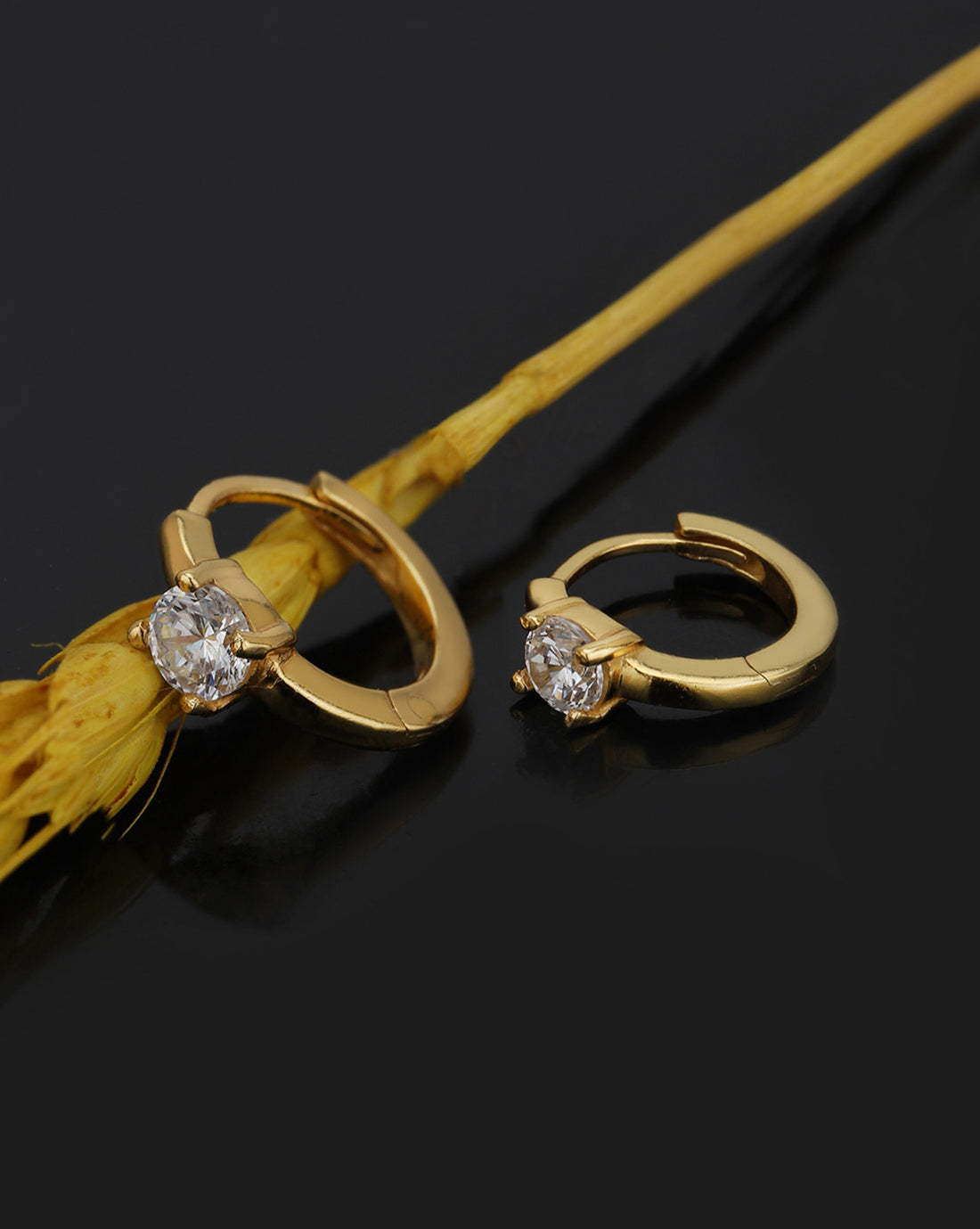 925 Sterling Silver 18kt Gold Plated CZ Circular Mini Hoop Earring