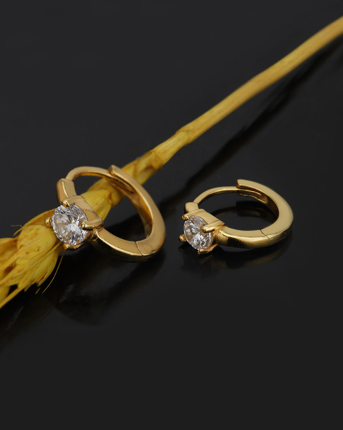 925 Sterling Silver 18kt Gold Plated CZ Circular Mini Hoop Earring