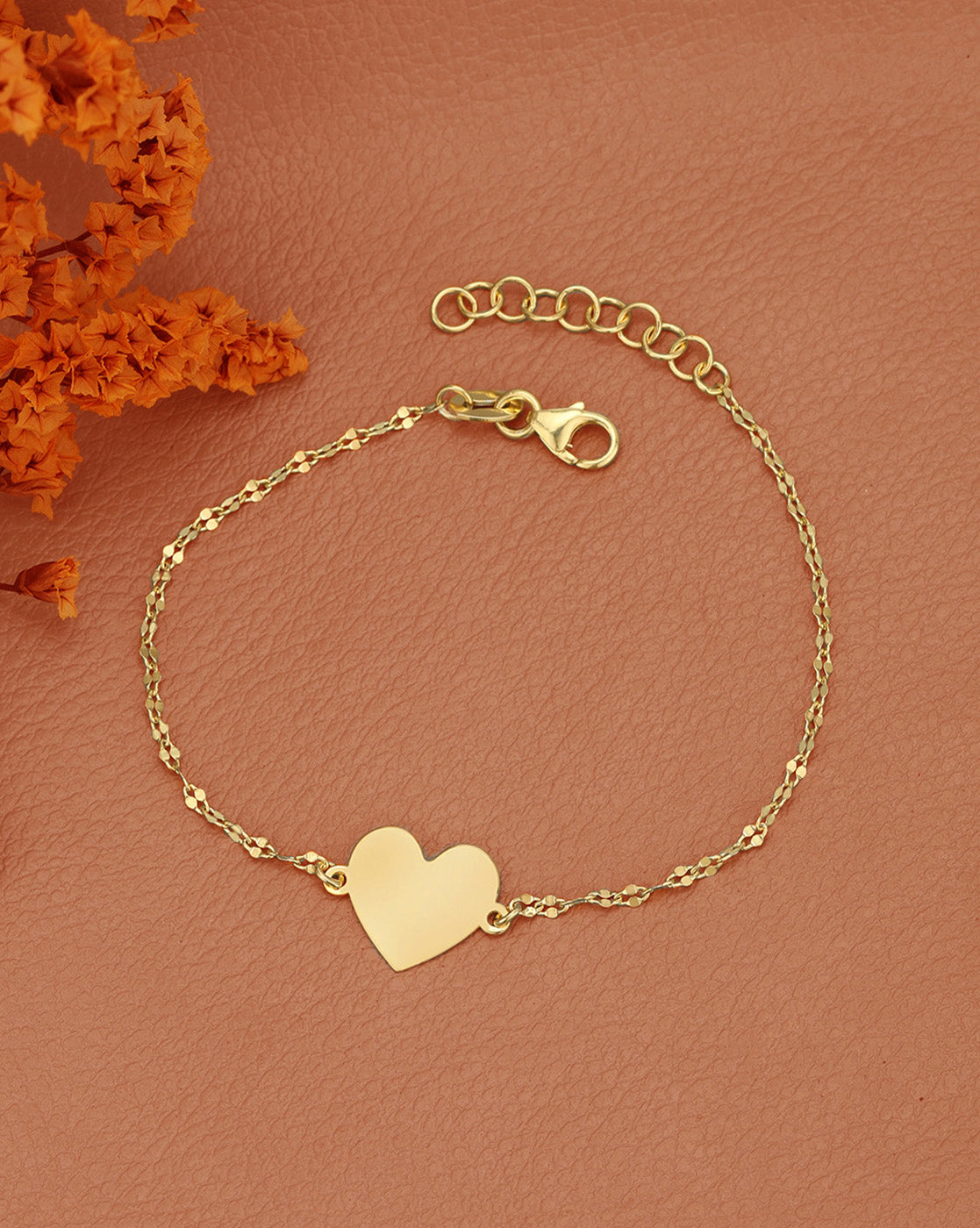 18kt Gold Plated Minimalistic Heart with Fancy Chain Adjustable Charm Bracelet