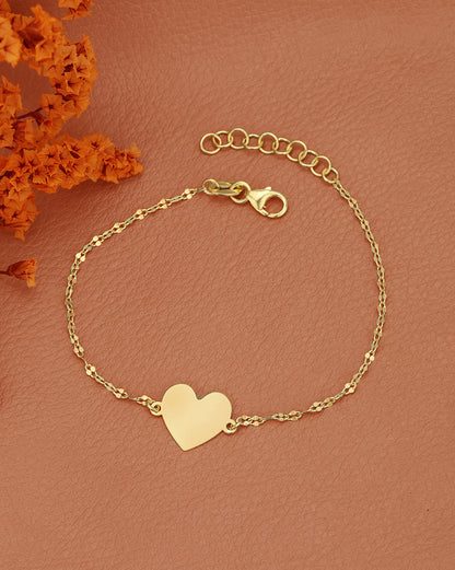 18kt Gold Plated Minimalistic Heart with Fancy Chain Adjustable Charm Bracelet