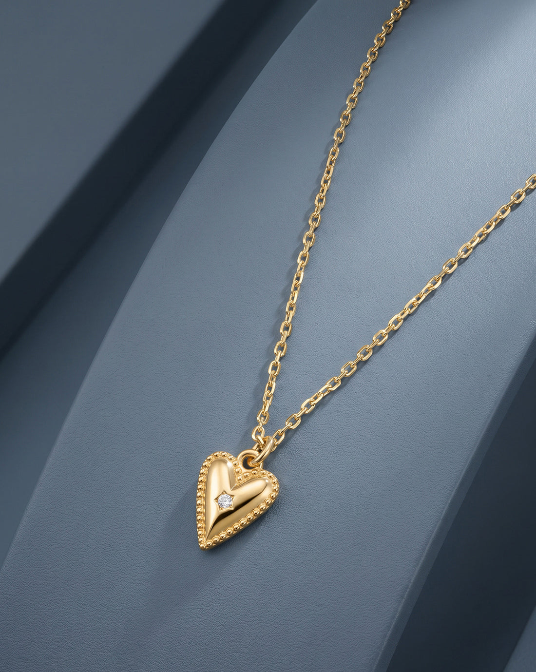18kt Gold Plated Heart CZ Studded Pendant and Chain