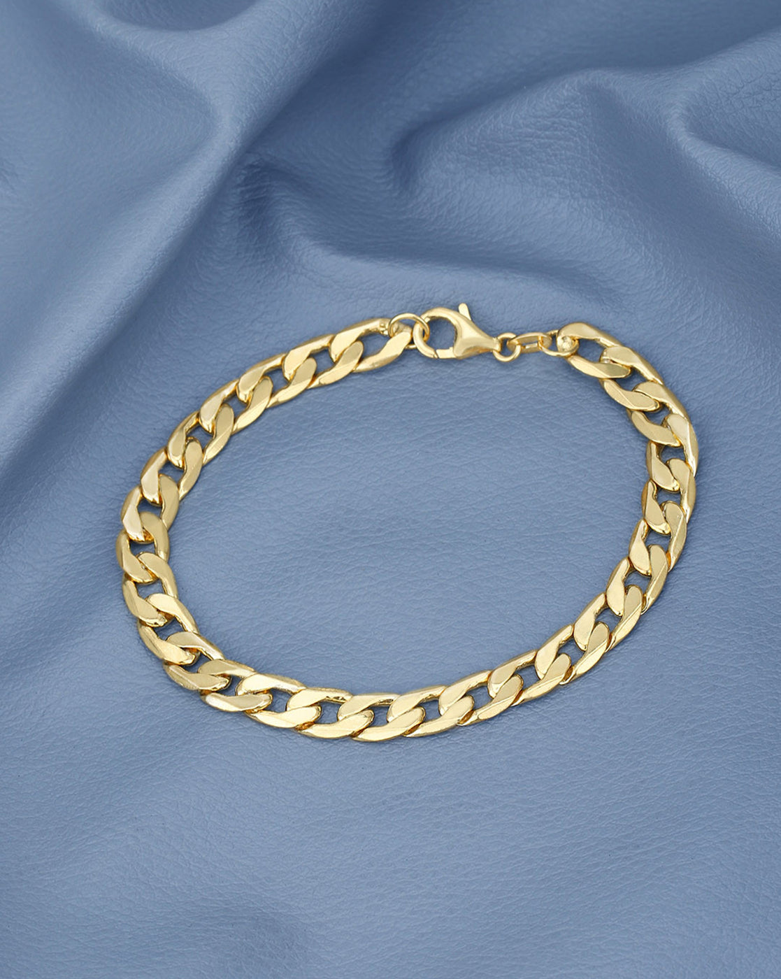 Premium 18kt Gold Plated Diamond Cut Curb Chain Bracelet for Men