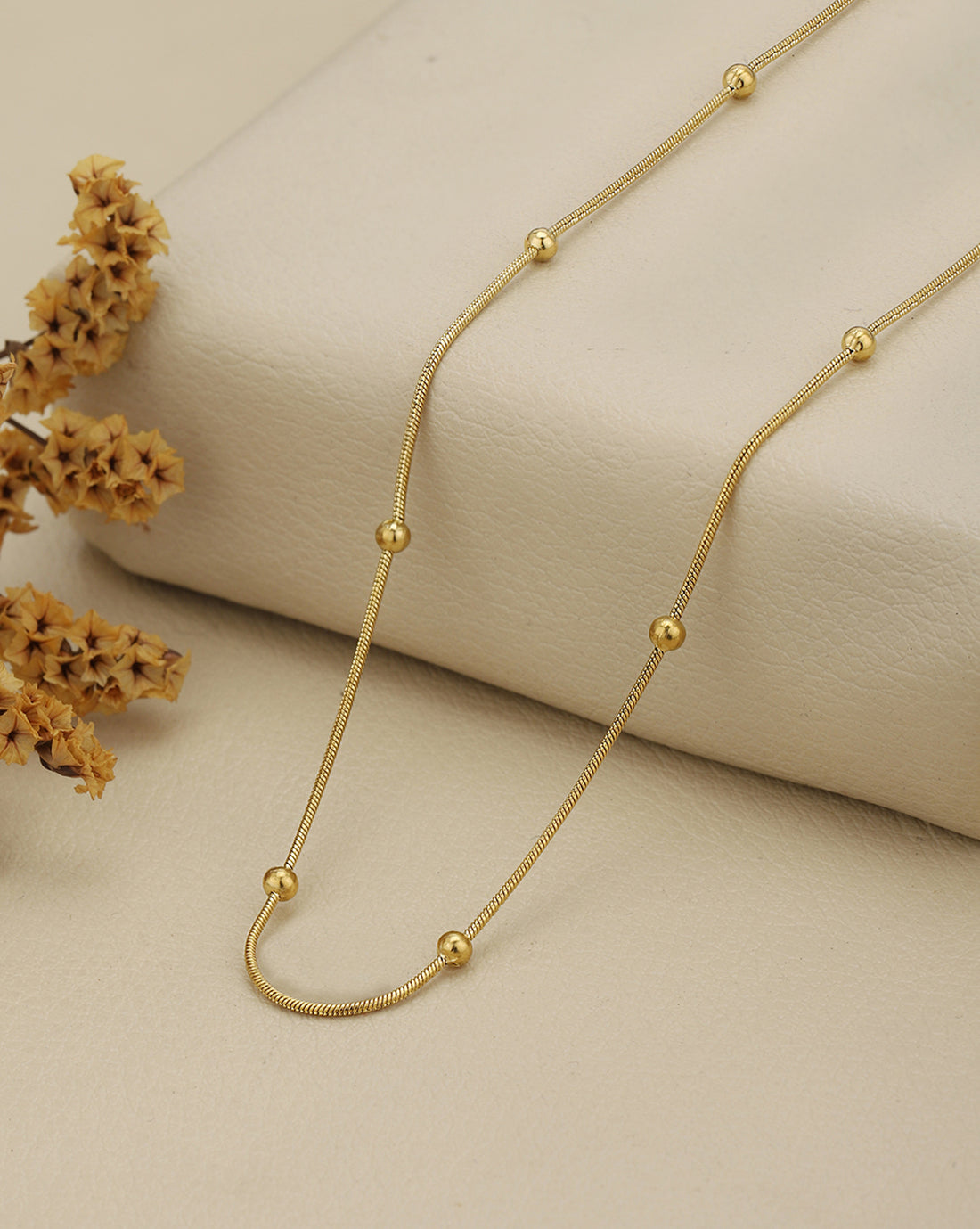 Gold Plated Delicate Ball Charm Necklace