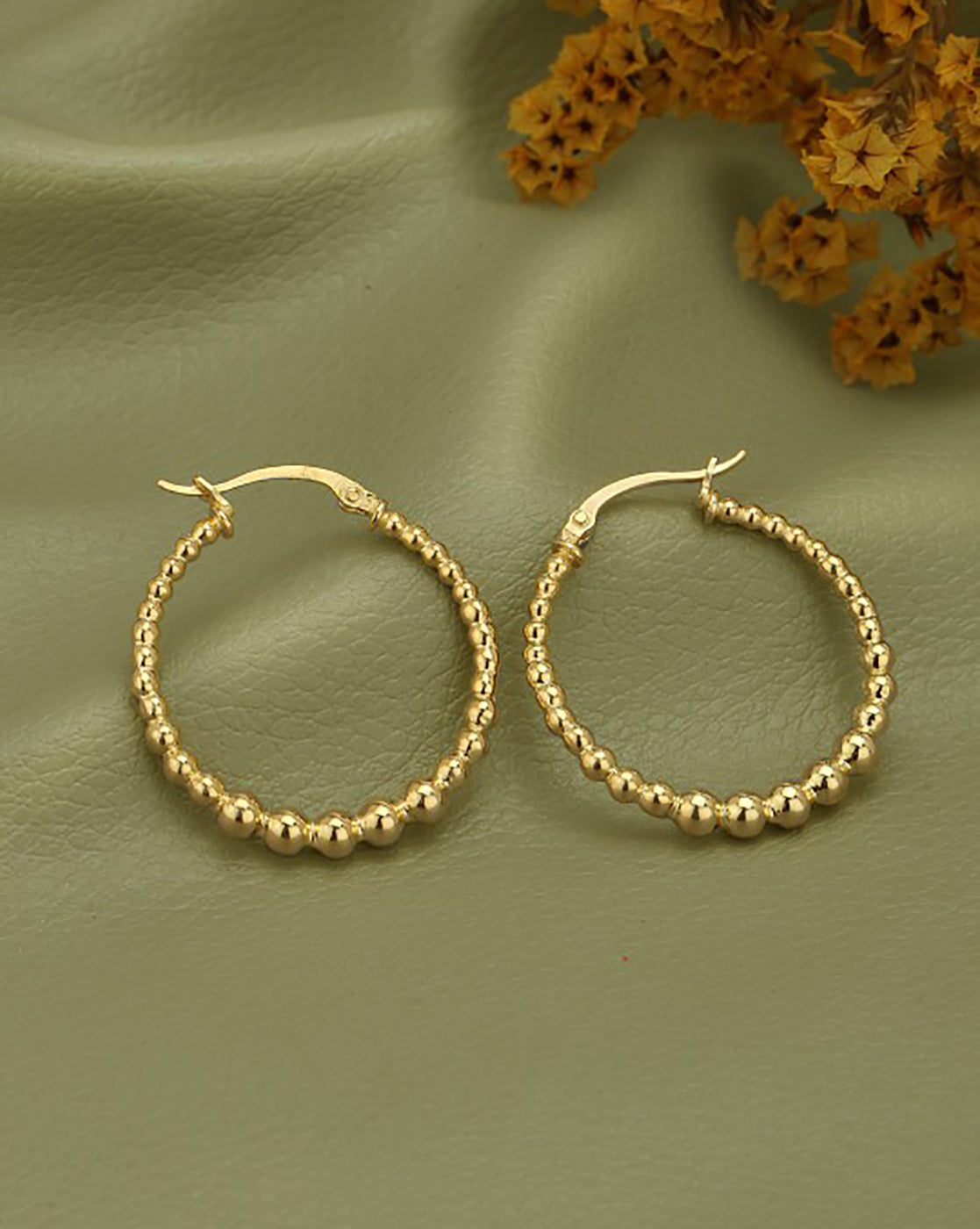 18kt Gold Plated Designer Bubble Hoop Earring