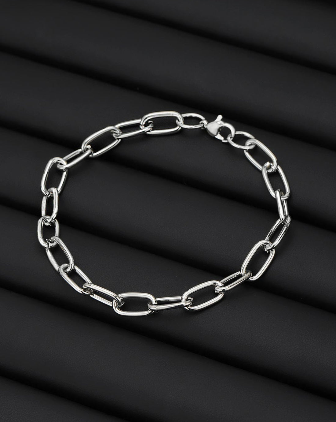 Men Silver Plated Link Bracelet