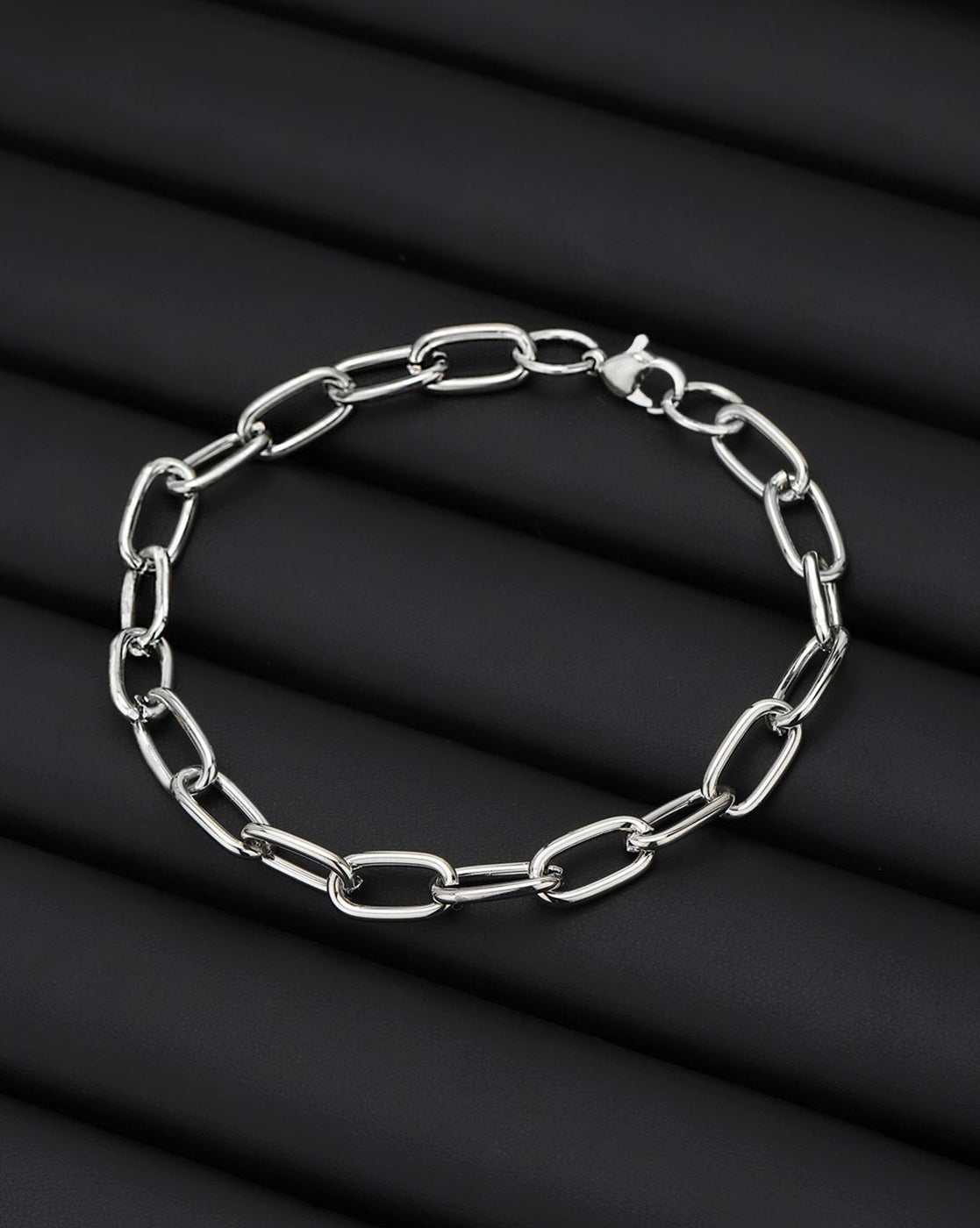 Men Silver Plated Link Bracelet