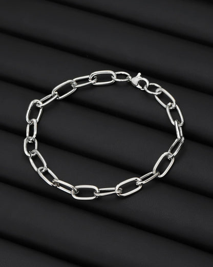 Men Silver Plated Link Bracelet