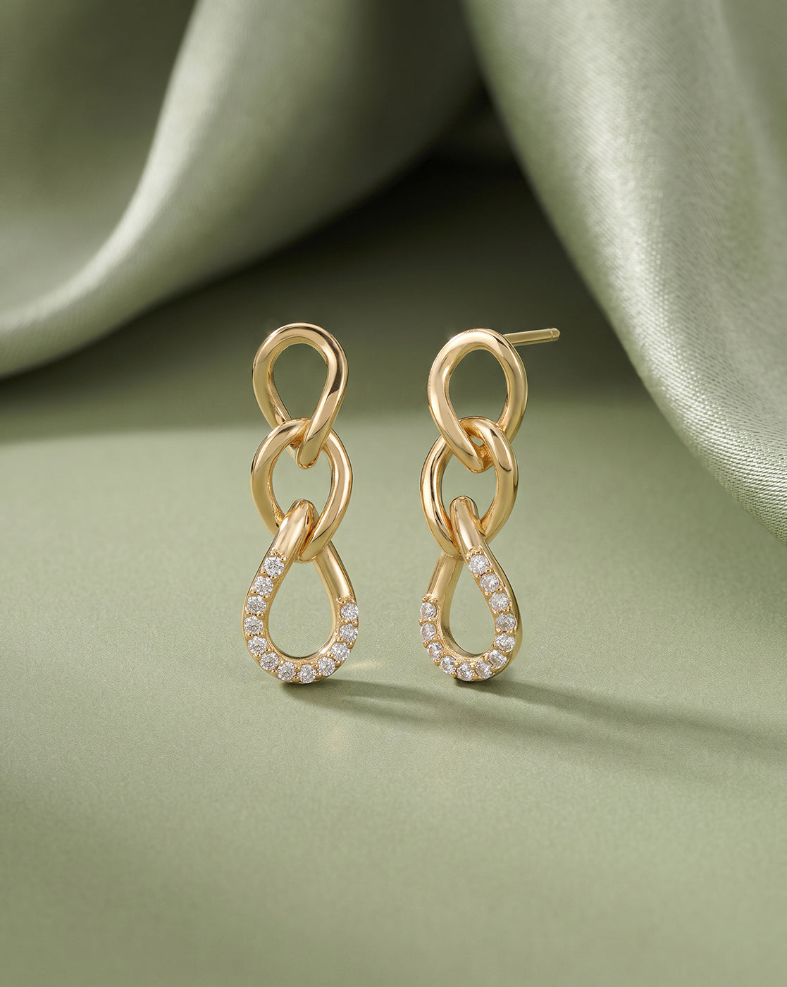 18kt Gold Plated CZ Interlocking Drop Earring