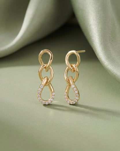 18kt Gold Plated CZ Interlocking Drop Earring