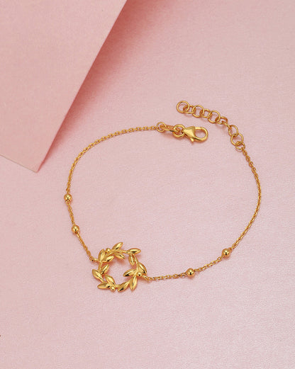 18kt Gold Plated Delicate Olive Leaf Wreath Adjustable Bracelet