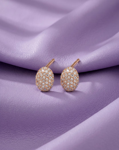 18kt Rose Gold Plated CZ Petite Oval Stud Earring