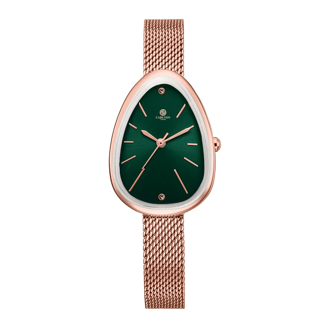 Carlton London Eleanor Women Rose Gold Green Stainless Steel Watch - CLWEL-GR