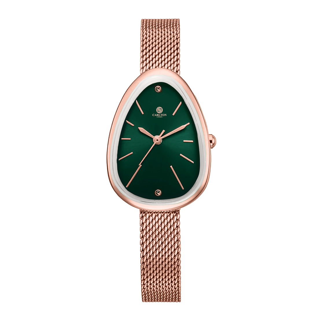 Carlton London Eleanor Women Rose Gold Green Stainless Steel Watch - CLWEL-GR
