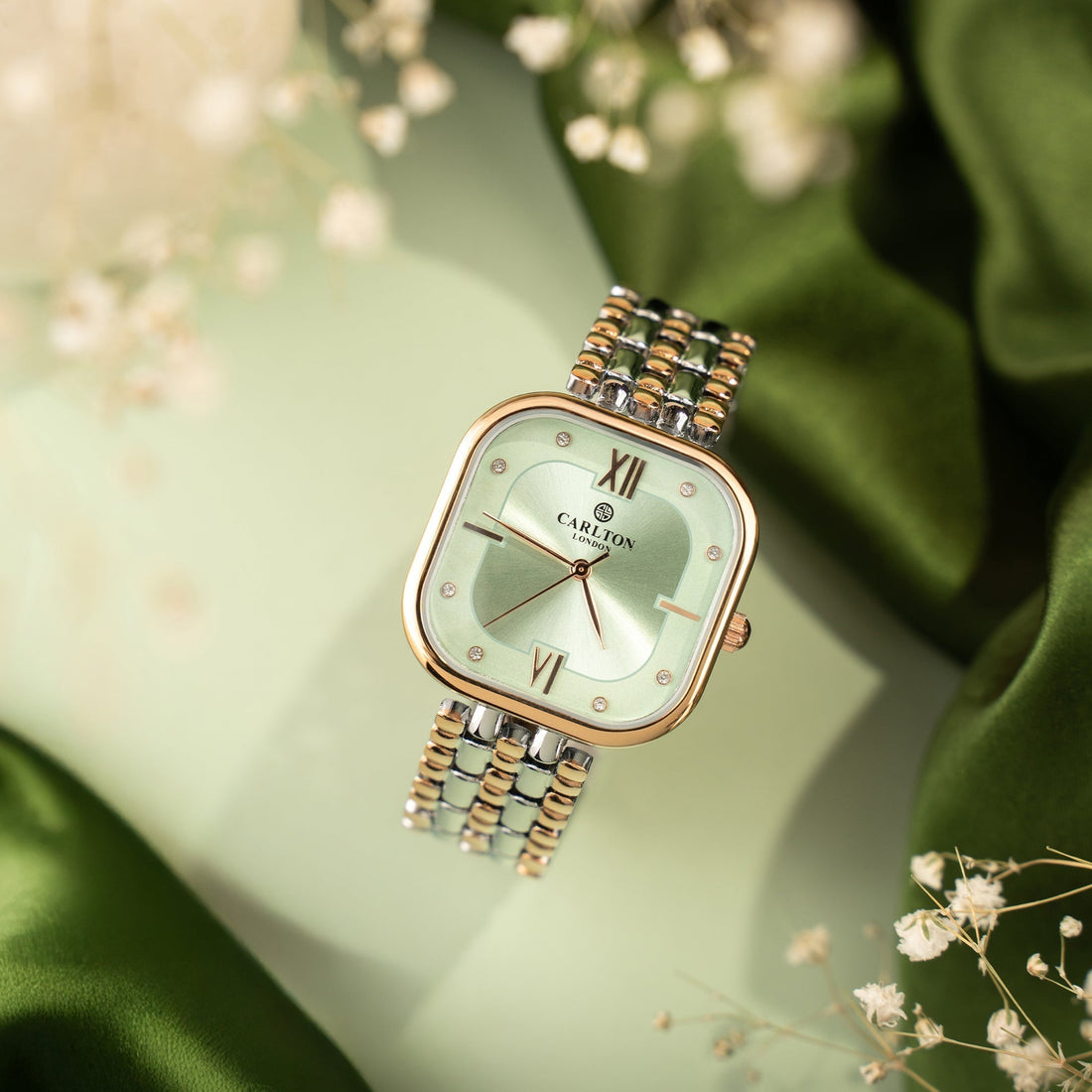 Chelsea: Women Mint Green Dial Stainless Steel Analog Watch-CLSSCLGRN