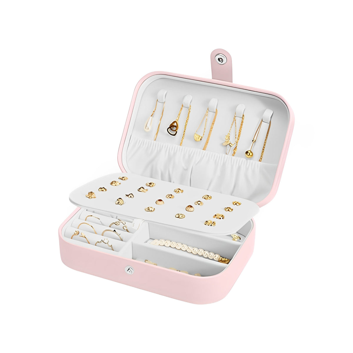 PU Mini Portaable Jewellery Classic Style Squart Peach - CLJW-08