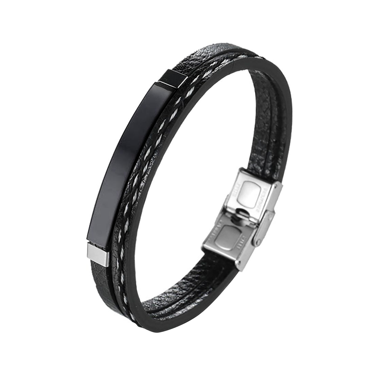 Men Black Leather Nomad Bracelet  - CLJW-37
