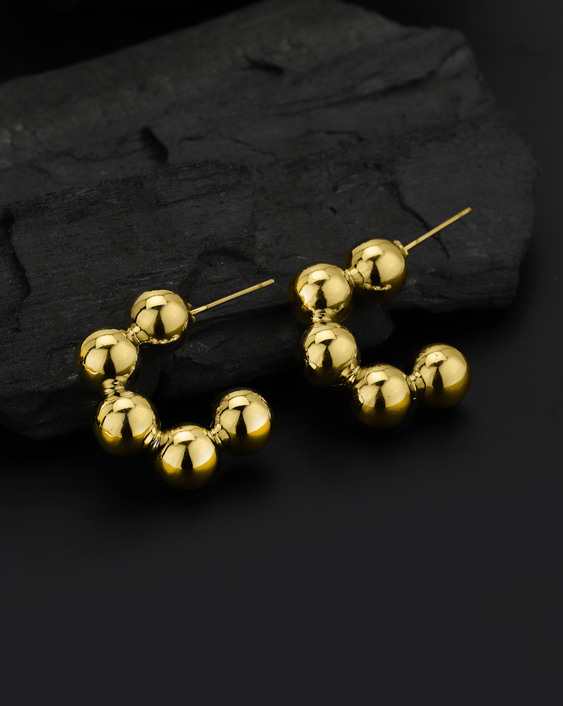 Gold Plated Bold Bubble Half Hoop Earring