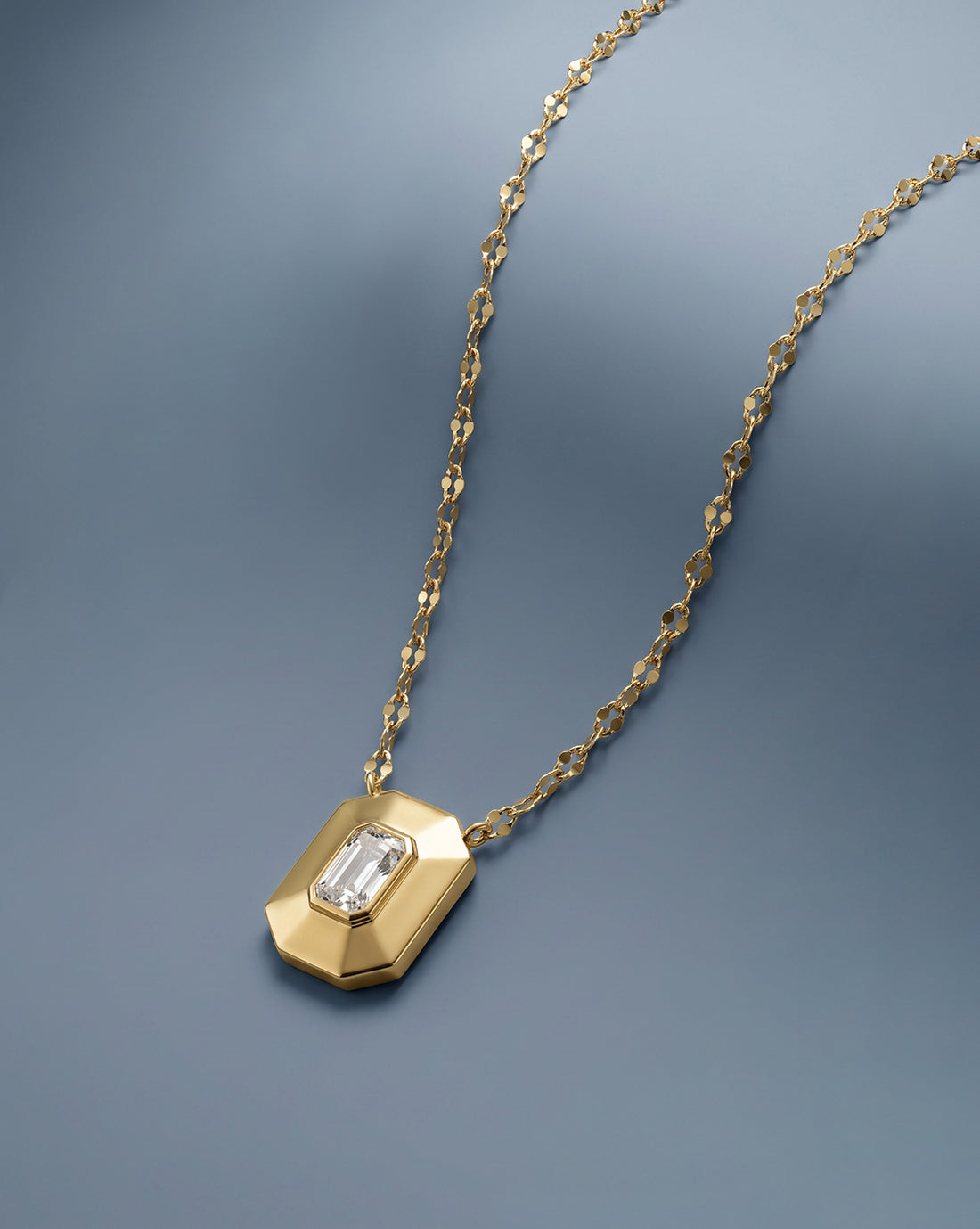 18kt Gold Plated CZ Geometric Pendant and Chain