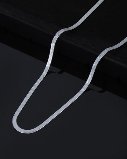 Men Rhodium Plated Herringbone Chain