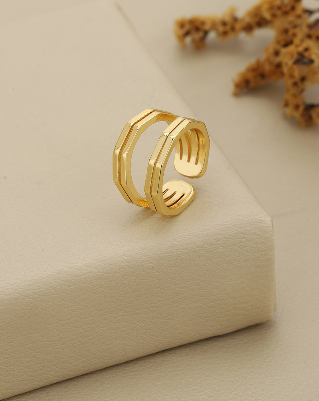 Gold Plated Modern Multi Band Classic Adjustable Ring