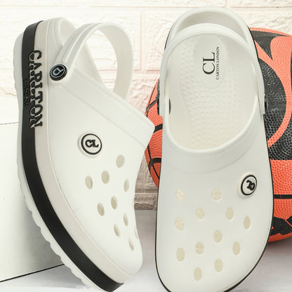 Men Perforated Two Tone Slip On Clogs