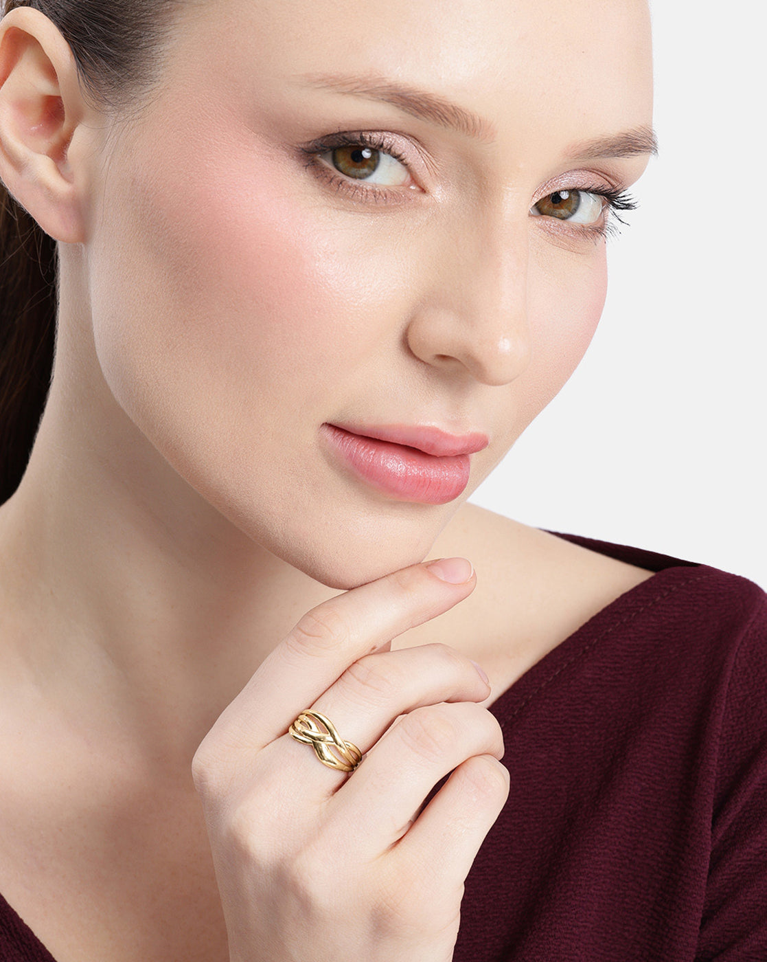 18kt Gold Plated Criss Cross Multi layered Adjustable Ring