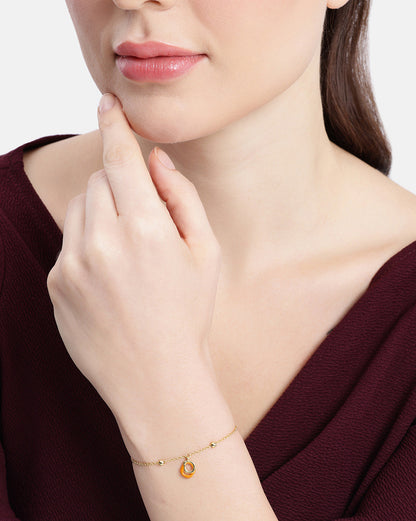 18kt Gold Plated Organic Enamel Charm Adjustable Bracelet