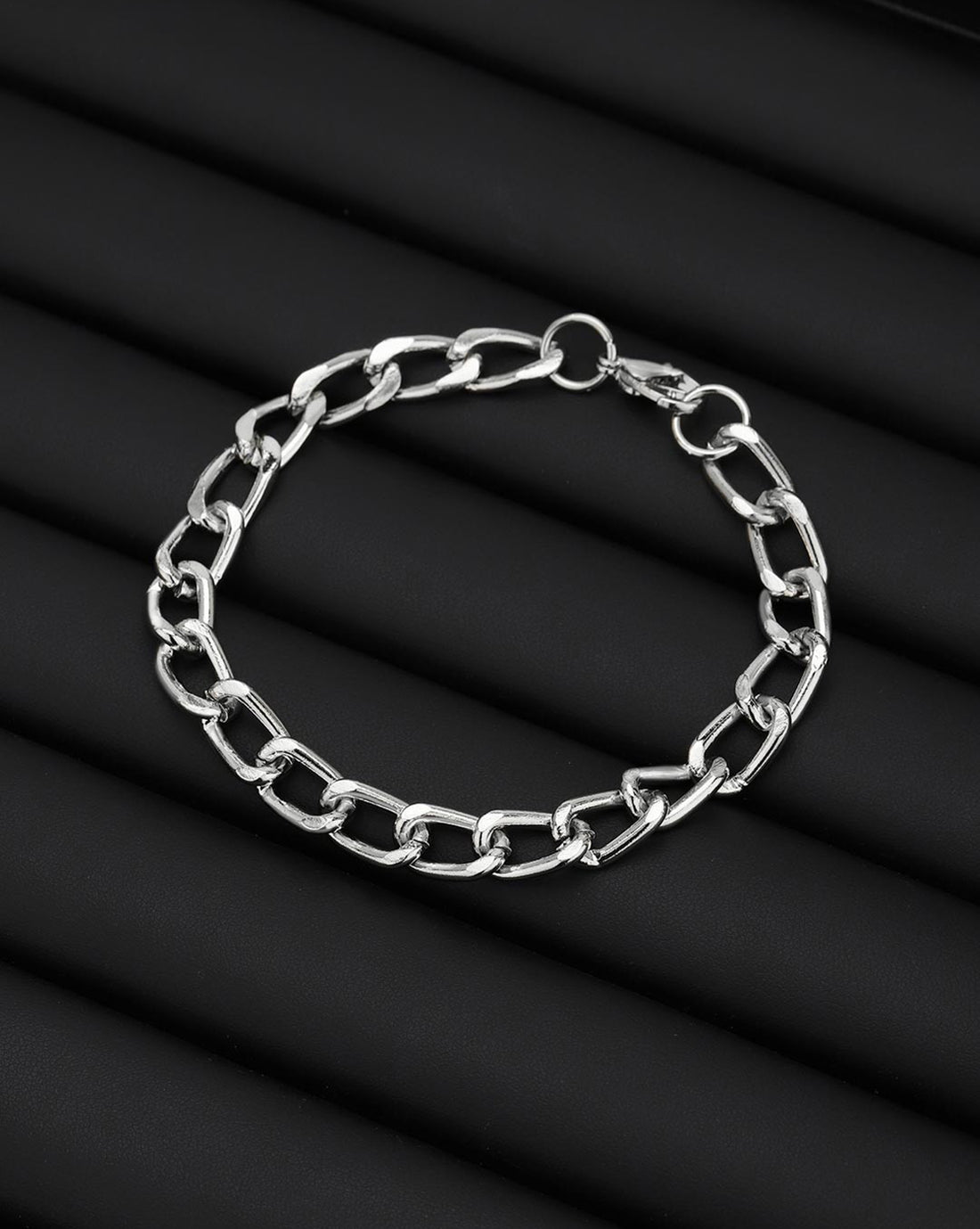 Men Silver Plated Link Bracelet