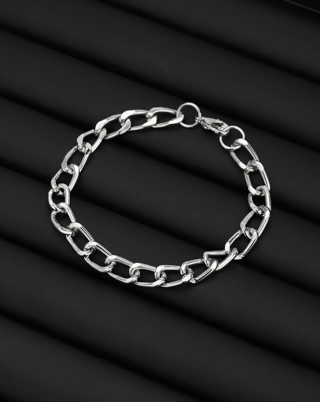 Men Silver Plated Link Bracelet