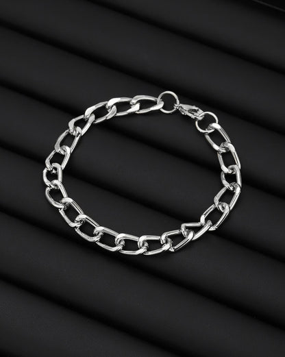 Men Silver Plated Link Bracelet