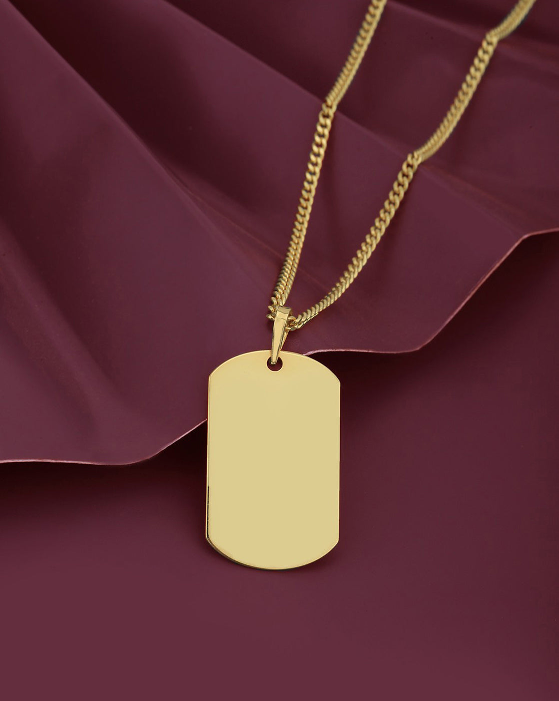Men 18kt Gold Plated Dog Tag Pendant and Chain
