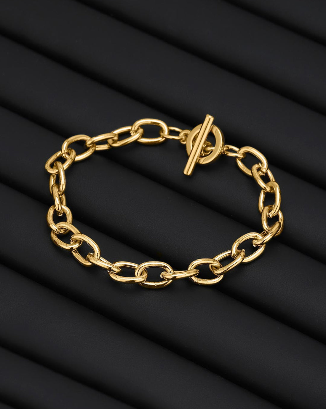 Men Gold Plated Link Toggle Bracelet