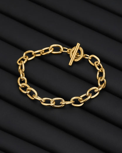 Men Gold Plated Link Toggle Bracelet