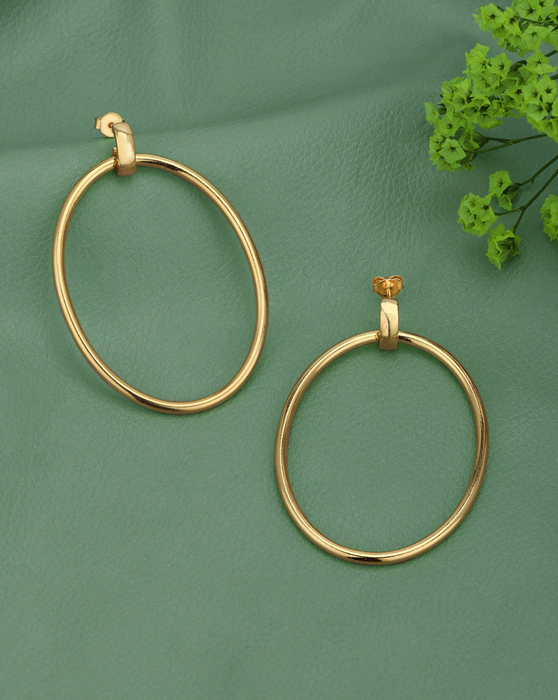 18kt Gold Plated Bold Oval Link Drop Earring