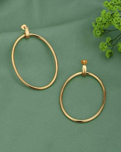 18kt Gold Plated Bold Oval Link Drop Earring