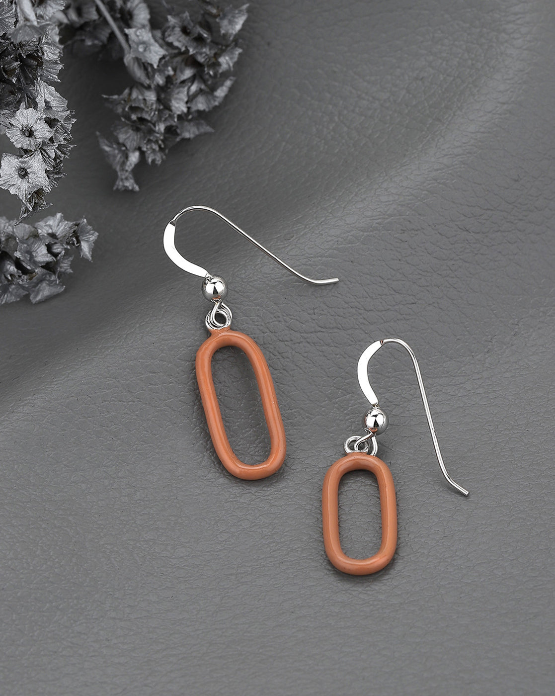 925 Sterling Silver Rhodium Plated Enamel Oval Drop Earring