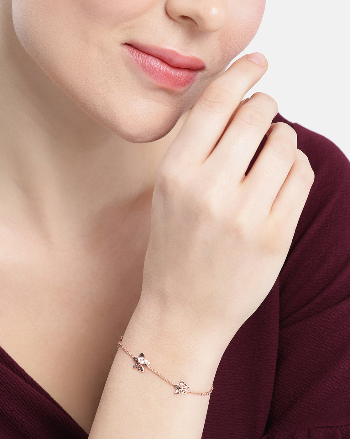 18kt Rose Gold Plated Floral Charm Bracelet