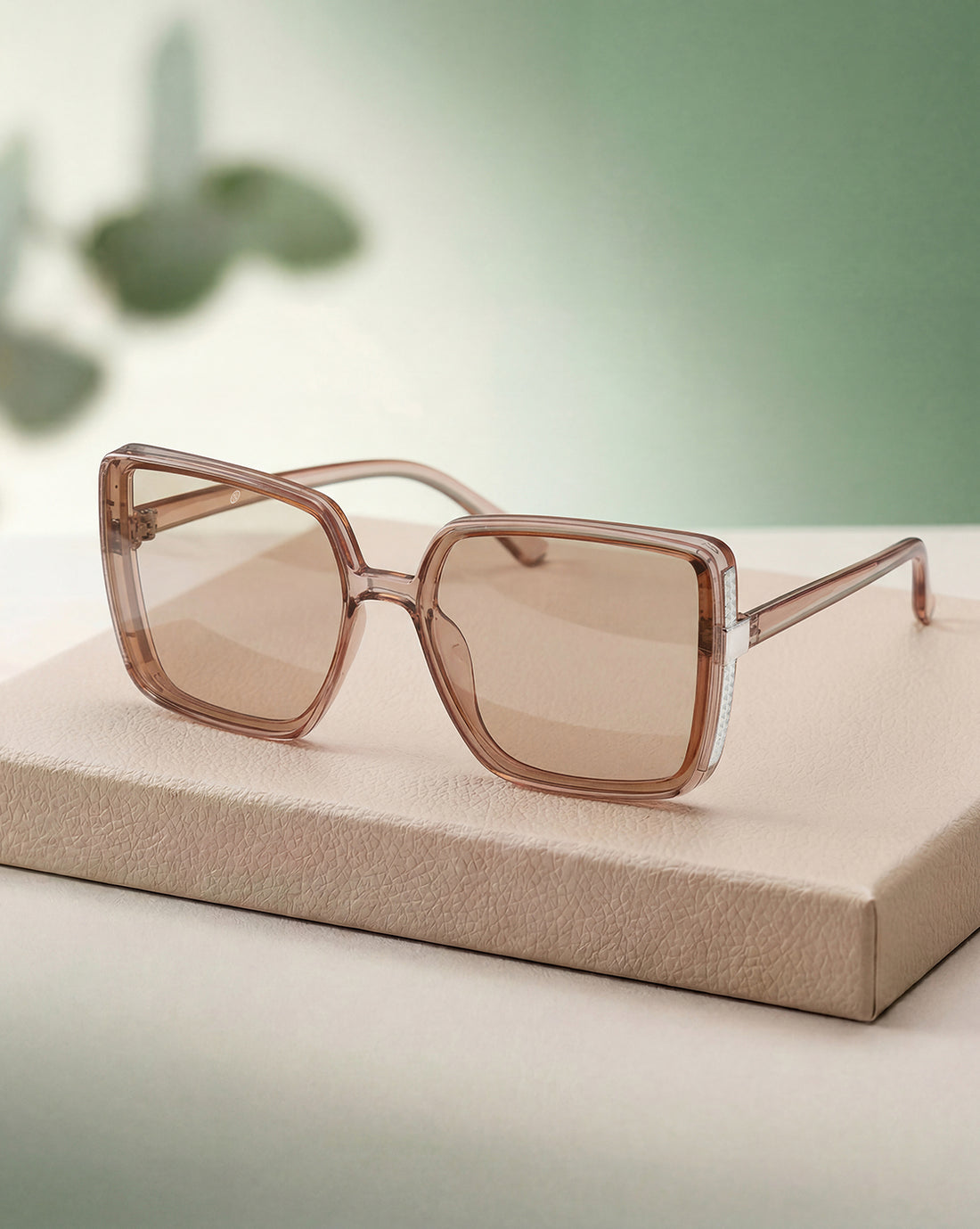 Women Nude & Silver Toned UV Protected Clear Lens Oversized Sunglasses