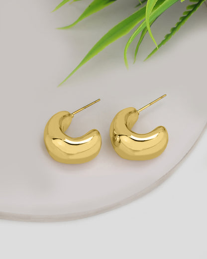 Gold Plated Elegant Moon shape Half Hoop Earring