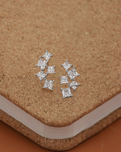 Silver Plated Dainty Sparkling CZ Studs