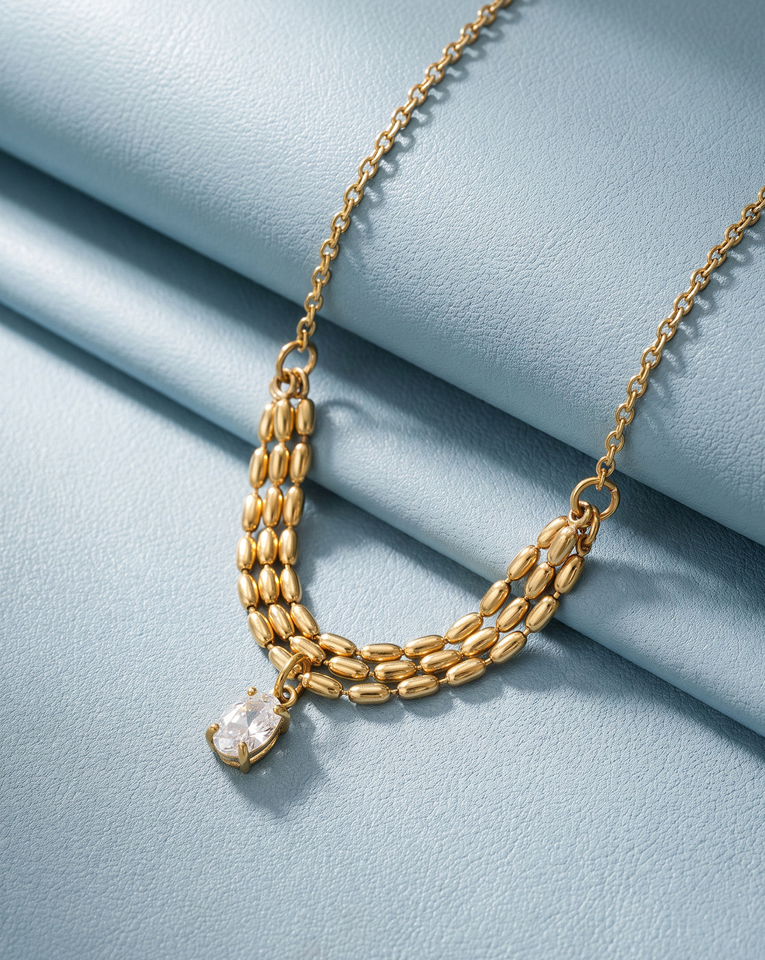 Gold-Plated Elegant Solitaire Drop Necklace