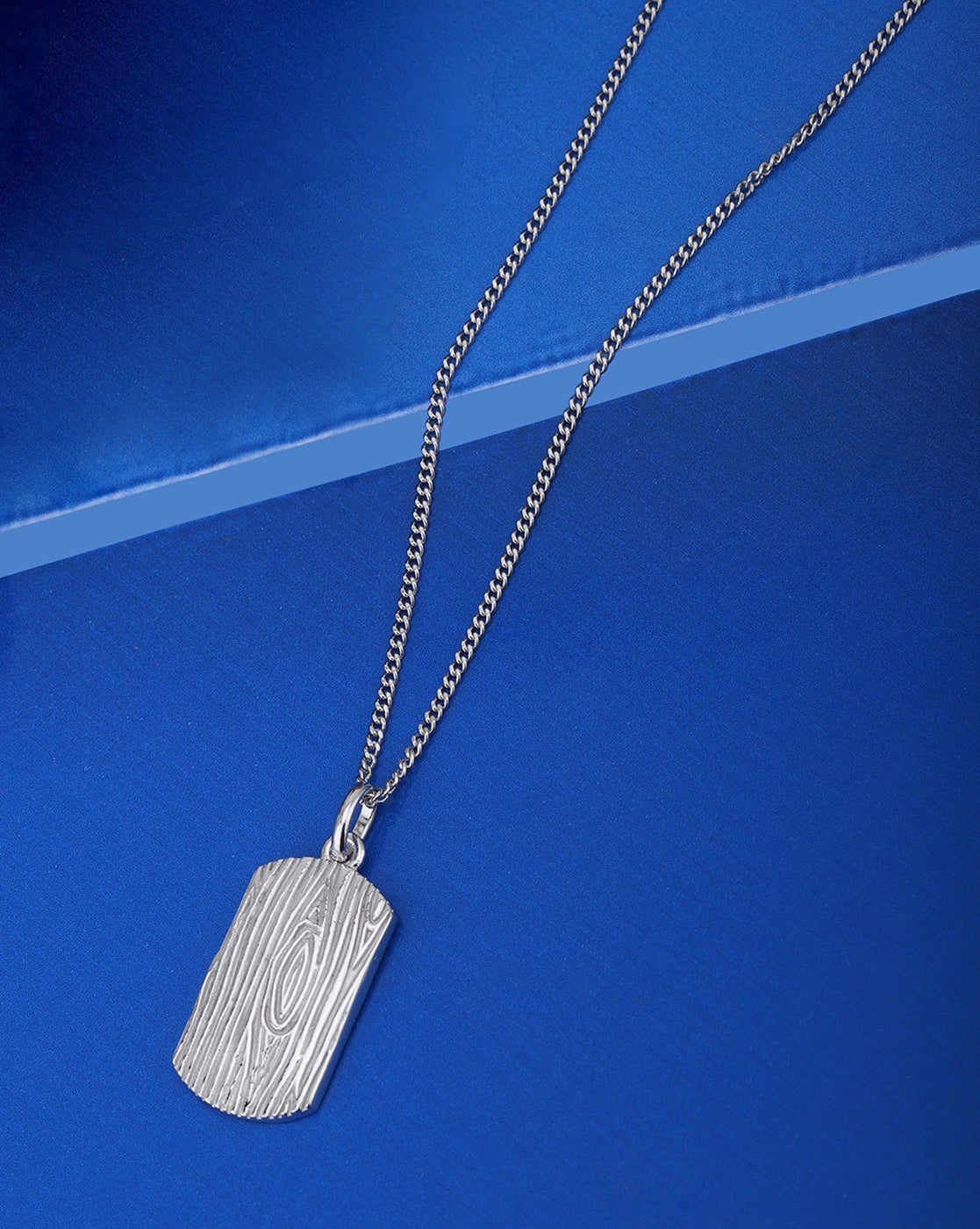 Rhodium Plated Tree Bark Textured Pendant for Men