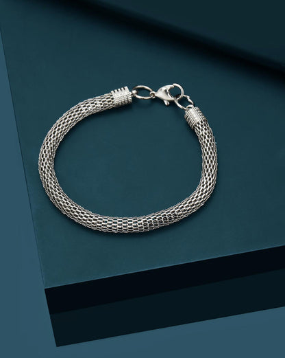 Men Silver Plated Flexible Bracelet