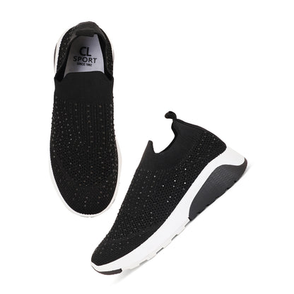 Women Embellished Flyknit Lightweight Slip-On Sneakers
