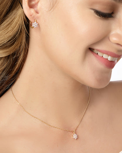 18K Gold Plated Floral Pendant Necklace &amp; Earring Set