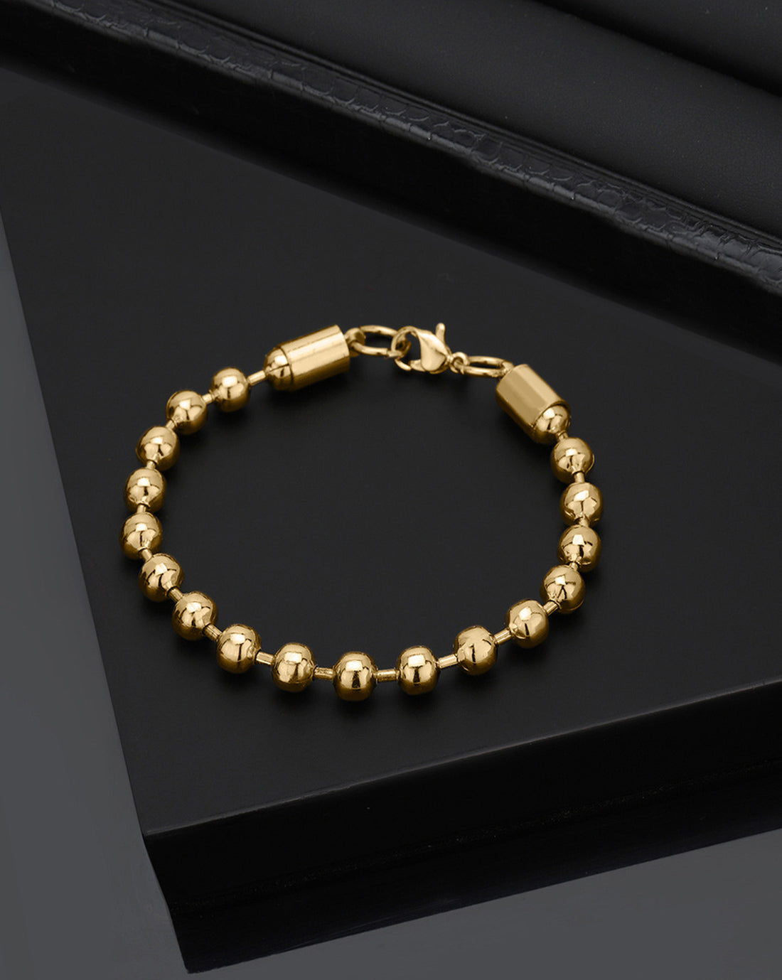 Men Gold Plated Metal Ball Link Bracelet